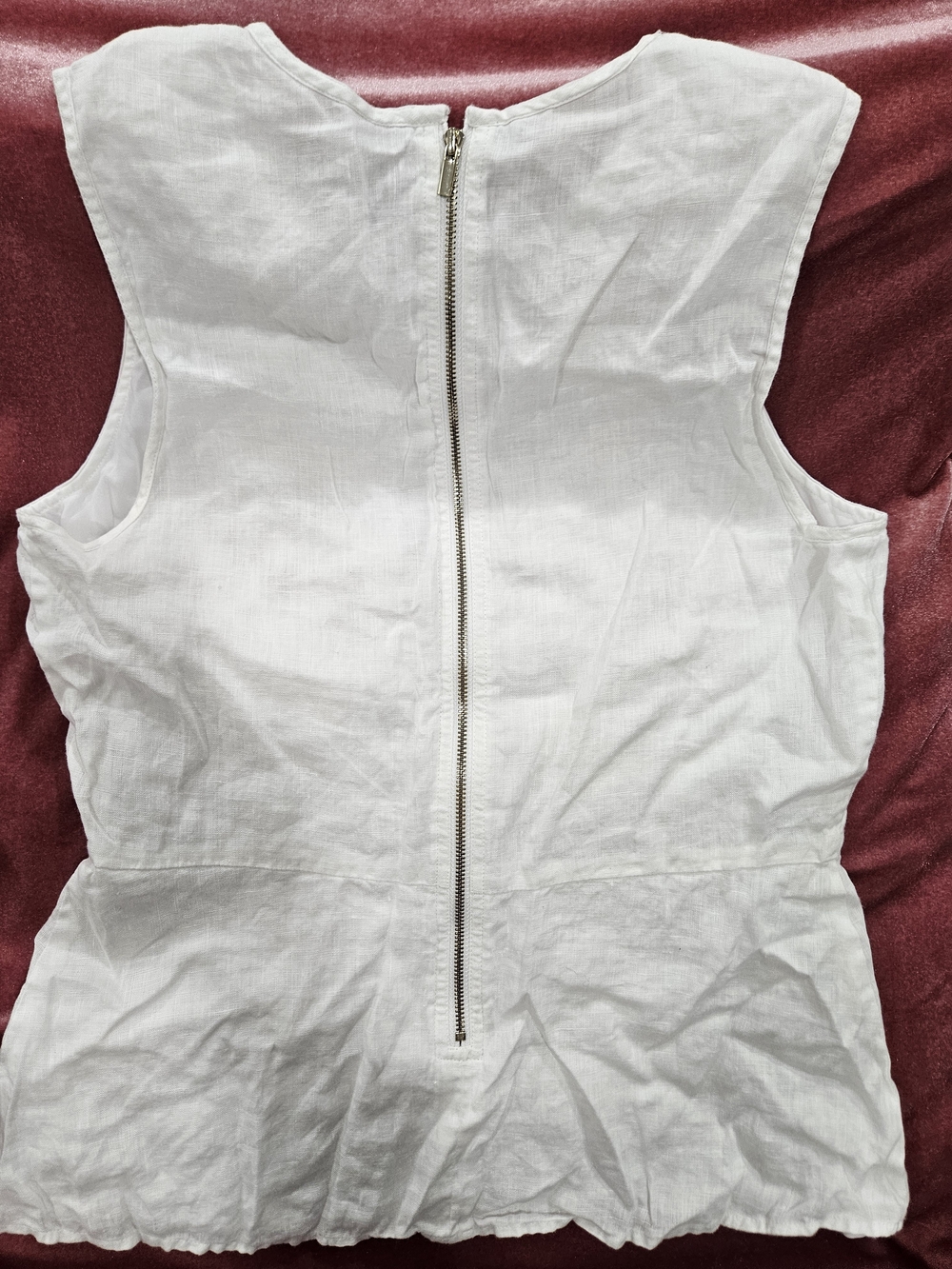 Ann Taylor classic White Sleeveless Zip-Back Linen Top